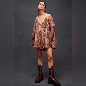 Free People Swingin’ It Romper Withered Rose XS